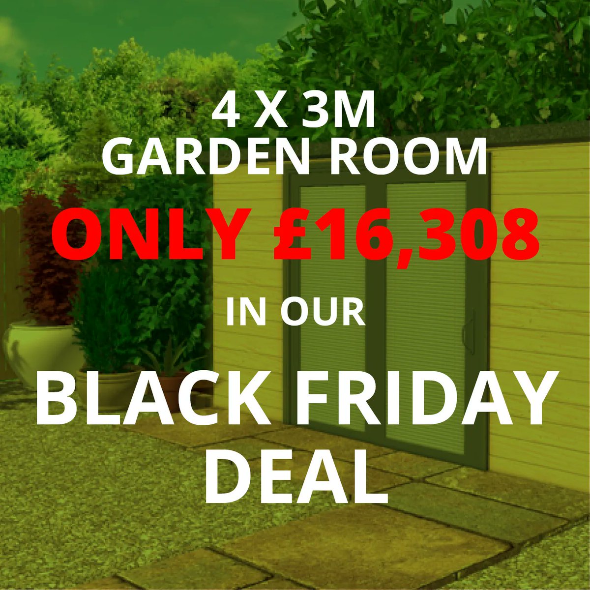 Just one week until our #gardenroom #BlackFridaydeal goes live!

We are offering 12 lucky customers the chance to save over £7,600 on a 4 x 3m #gardenroom. Take a look at all the details: buff.ly/3fRpCjD

#gardenoffice