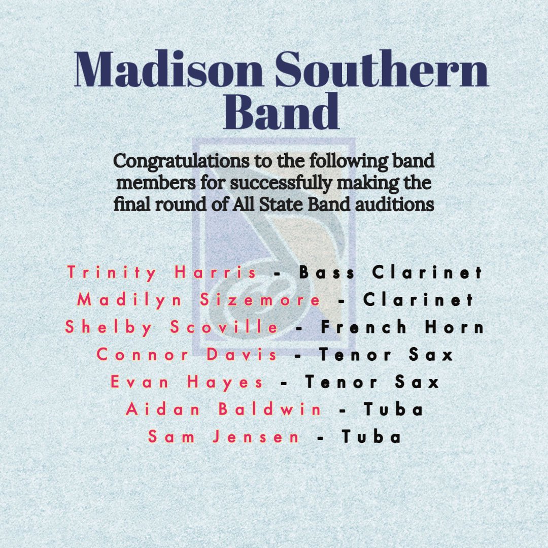 MadSouthernBand's tweet photo. Congrats to all that auditioned!! #bandisfun https://t.co/SVMeY1mnyu