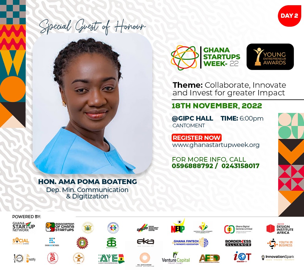 IoT Network Hub - Africa (@iotnetworkhub) on Twitter photo Keynote Speaker and Special Guest of Honour for Day 2 of the Ghana #startups Week 22, Hon. Ama Poma Boateng, Deputy Minister of Communication and Digitization, to Grace us at 6:00 pm at the <a href="/gipcghana/">Ghana Investment Promotion Centre</a> Hall Cantoment. #innovation #startups #technology #degitization #impact #iot Keynote Speaker and Special Guest of Honour for Day 2 of the Ghana #startups Week 22, Hon. Ama Poma Boateng, Deputy Minister of Communication and Digitization, to Grace us at 6:00 pm at the <a href="/gipcghana/">Ghana Investment Promotion Centre</a> Hall Cantoment. #innovation #startups #technology #degitization #impact #iot