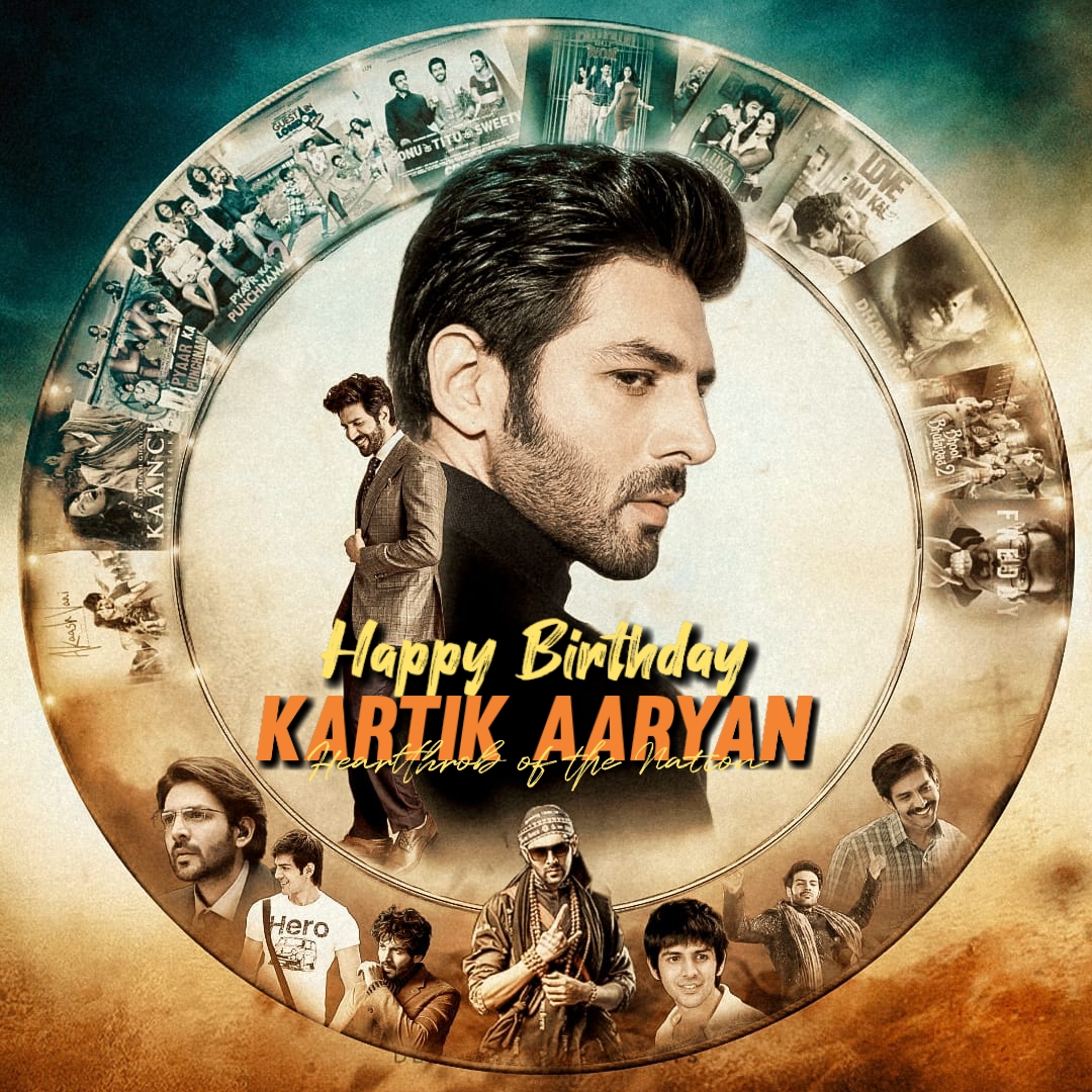 #KartikAaryan & journey to stardom - He started off with a surprise hit, #PyaarKaPunchnama, & consolidated his standing with #LukaChuppi, #PatiPatniAurWoh, #SonuKiTituKiSweety, & #BhoolBhulaiyaa2 to name some. Proud to unveil Common DP for his birthday. #KartikAaryanBirthdayCDP