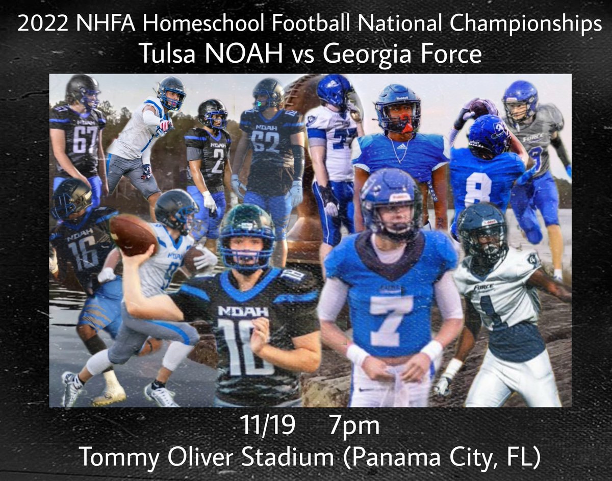 BallingerJags's tweet photo. The #NOAHJaguars will face @georgiaforcefb for the 2022 #NHFA #HomeschoolFootball National Championship at Tommy Oliver Stadium in Panama City, FL on Saturday, Nov 19th at 7pm. https://t.co/AOZSsNQw2o