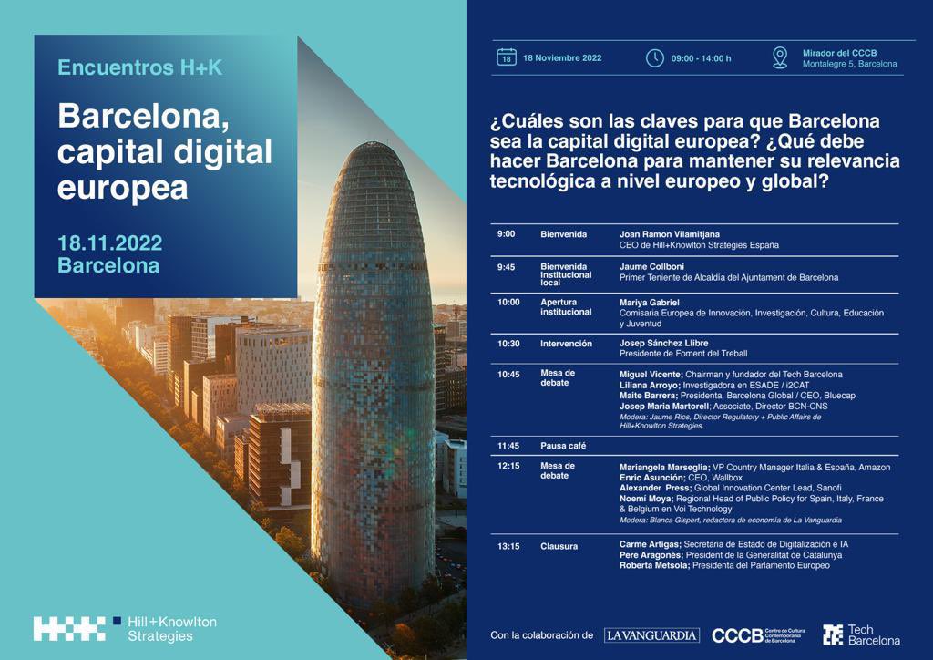 GroupAthenea's tweet photo. 📌 Hoy hemos estado presentes en la nueva edición de los #EncuentrosHK de @HK_Spain, donde se han abordado las claves para que Barcelona sea la capital digital europea.

🗣️ Han participado personalidades como @RobertaMetsola, @perearagones o @jaumecollboni. https://t.co/UtICAx1NOH