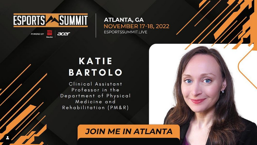 Dr Bartolo will be joining FITGMR and Dr. Jayne Middlebrooks-Morgan for panel discussion on Integrating Health & Wellness into Esports, today at the Esports Summit in Atlanta!

#esportshealth #esports #gaminghealth #esportsperformance #sportsmedicine