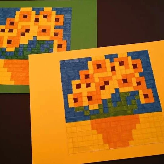 DonMilaniGuidon's tweet image. CodeWeek2022: gli alunni delle classi 2A, 2B, 2C della scuola secondaria hanno riprodotto con la pixel art le opere di alcuni famosi artisti. Mondrian, Van Gogh e Hokusai
#CodeWeek2022