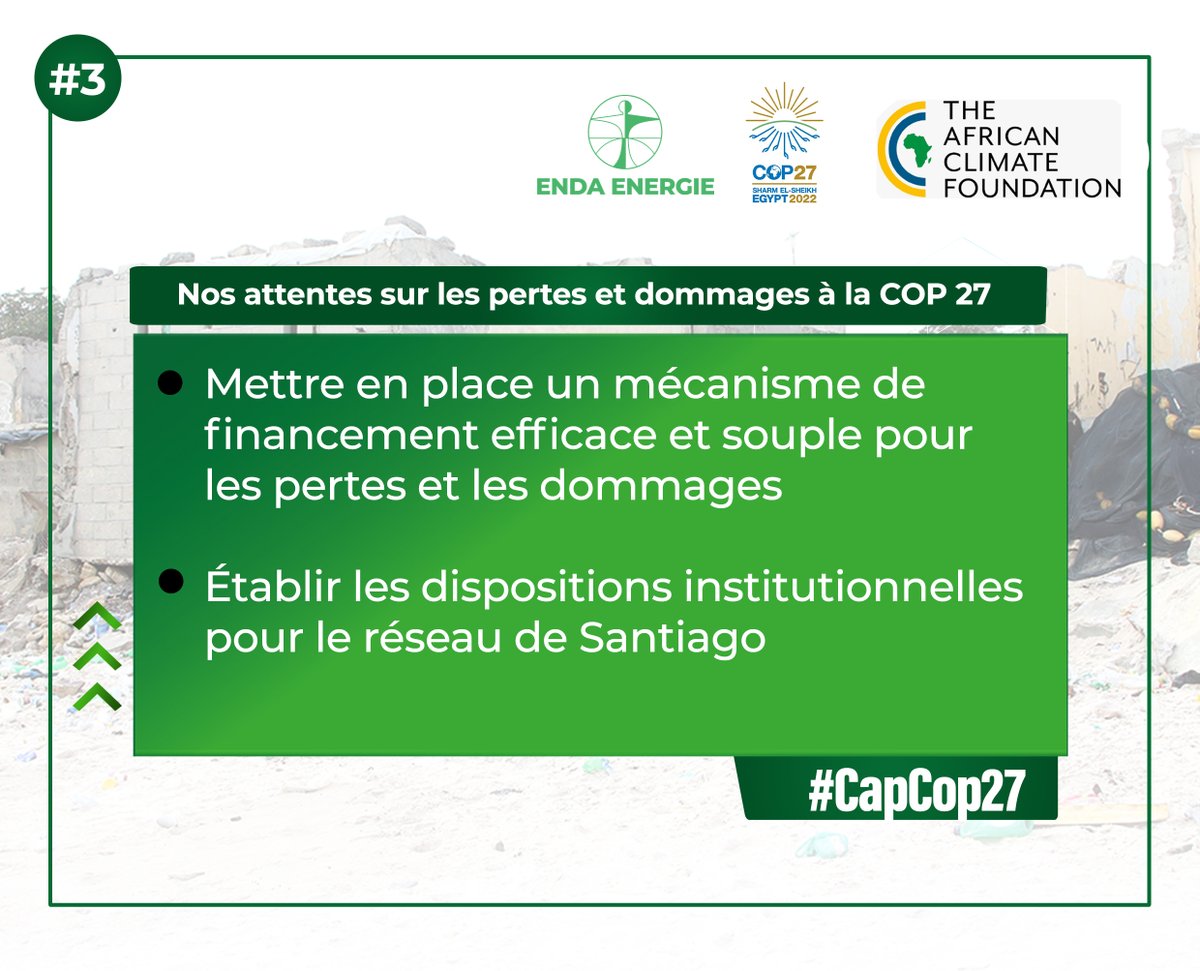 endaenergylinks's tweet photo. #CapCop27 #Cop27 #EndaCop27 #LossAndDamage 

Nous sommes à quelques heures de la fin de la #Cop27 et nous espérons toujours atteindre les attentes de nos communautés portés par nos leaders venus de 8 pays d'Afrique dans le cadre de l'initiative #CapCop27. https://t.co/8FiJdNRcms