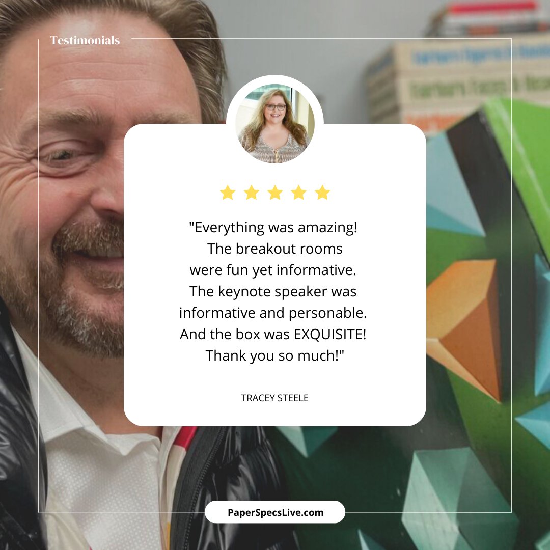 PaperSpecs's tweet image. You can still attend our Dec. 1st Live virtual event – and even receive our exclusive PRINT SAMPLE BOX – if you claim your ticket NOW: bit.ly/3sHmPfP
😊  Here’s what attendees have said about earlier Live [unboxed] events…
 #graphicdesigners #graphicdesign #printsamples