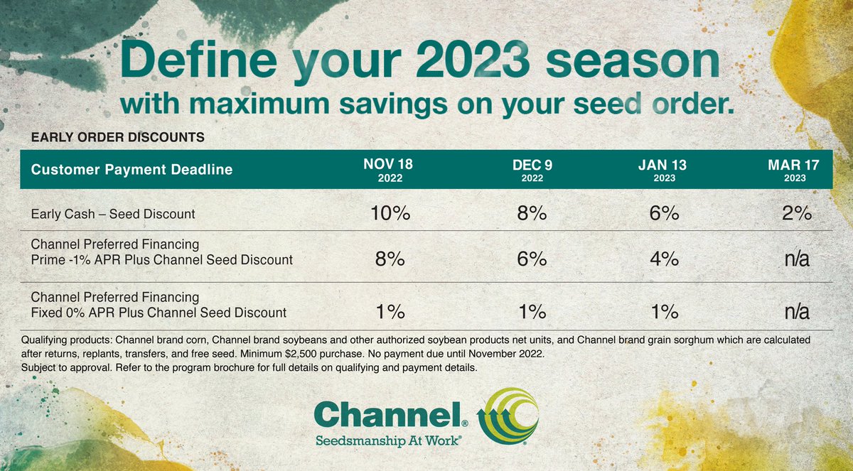 Jason_Collns's tweet photo. Attention Farmers! ⁦@ChannelSeed⁩ first discount of the year ends today. Talk to you local #Seedsman https://t.co/XZnIB2CulP