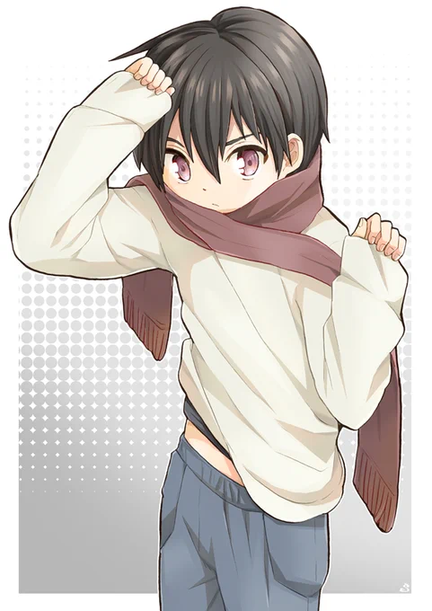 マフラーショタ#オリジナル #イラスト 
