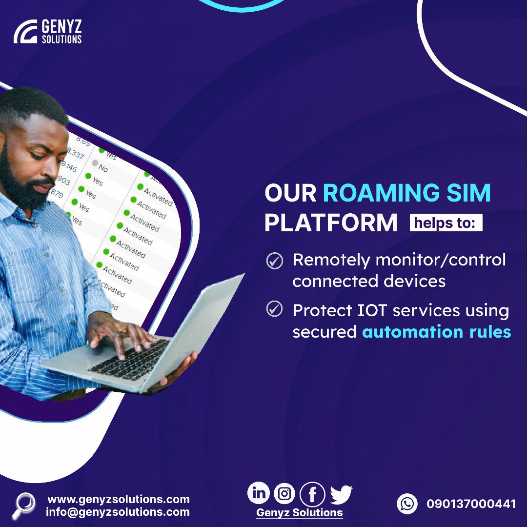 GenyzT's tweet photo. We make it easy for you to manage all of your devices, with our platform! Our one-in-all Roaming SIM platform allows you to control all your connected devices. https://t.co/KM13LavFvv