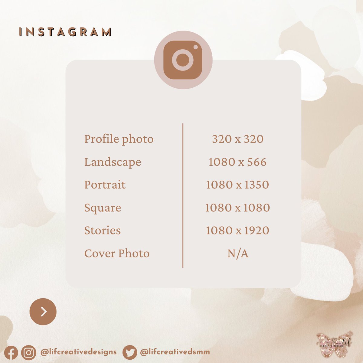 lifcreatives's tweet photo. ✨𝐒𝐨𝐜𝐢𝐚𝐥 𝐦𝐞𝐝𝐢𝐚 𝐩𝐥𝐚𝐭𝐟𝐨𝐫𝐦𝐬 are continuously changing their recommended optimal image sizes. 😳 If you want to enhance your social media presence, you must utilize photographs that are of the greatest quality and most suited to each social media channel. 

1/1 https://t.co/rfJ8xkvSXj