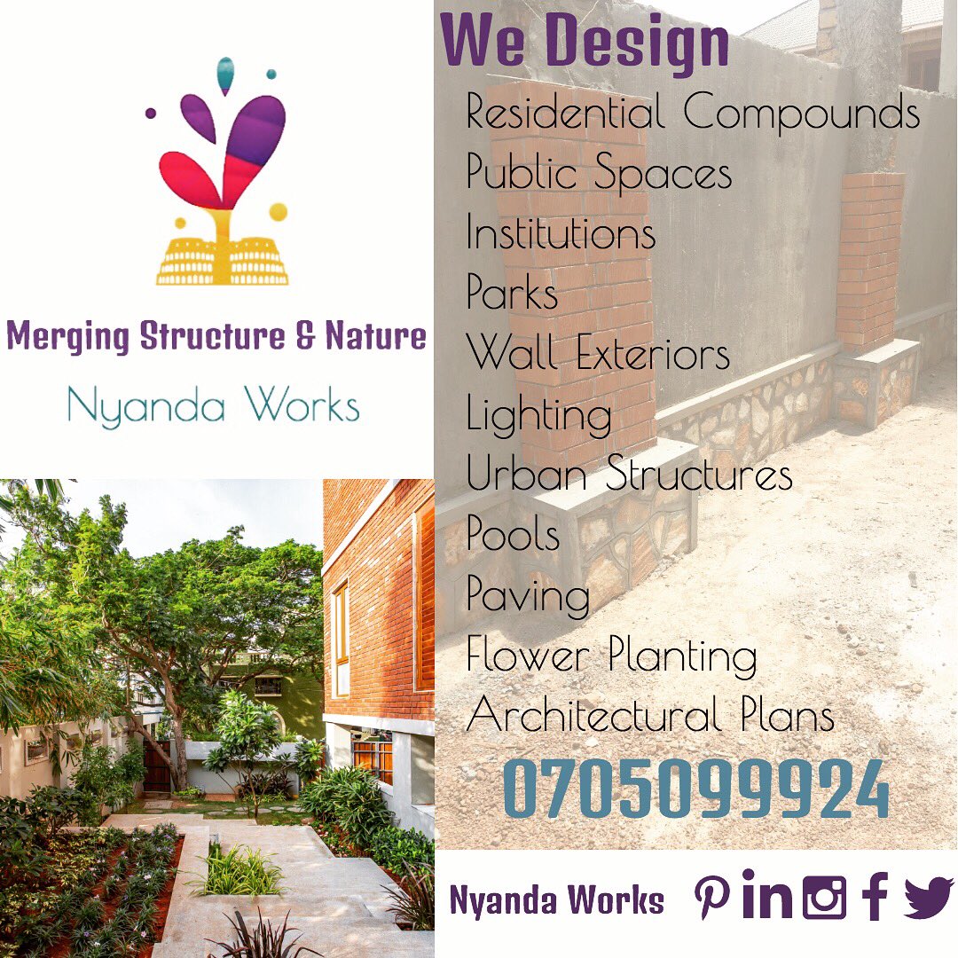 nyanda_works's tweet photo. @wekesa_amos Nyanda Works Ug 
We are a landscaping &amp; urbanism company. Our main aim is to design &amp;. construct elegant spaces that sustain &amp; preserve the existing natural resources. https://t.co/Irs3vMpTdK