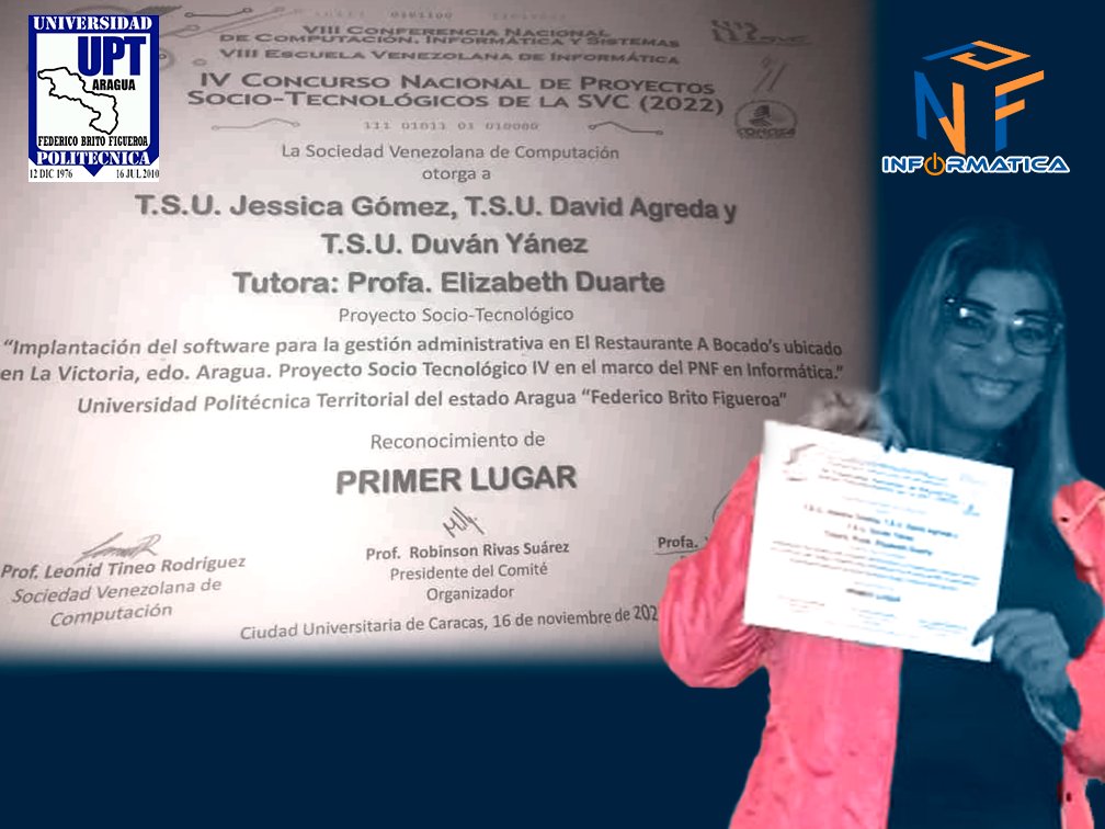 Uptainformatica's tweet photo. Se destaca nuevamente la academia de la UPT Aragua. Nuestros estudiantes de ingeniería del PNF Informática logran el 1er lugar en el IV Concurso Nacional de Proyectos Socio Tecnológicos, de la Sociedad Venezolana de Computación
@BettysMunoz @Uptainformatica @TibisayLucena8 https://t.co/QEs5J2No5e