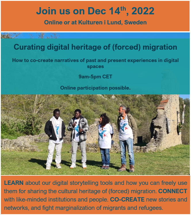 So_close_eu's tweet photo. 📢Are you a part of an NGO, museum, archive, or/and other cultural institution involved with (forced) migration❓ Are you interested in a #deepdive into our SO-CLOSE #DigitalTools❓

Join  us at our last event in Lund Sweden or online on December 14th! 

👉https://t.co/qds7xFpM9k https://t.co/kBwSQBjMpG