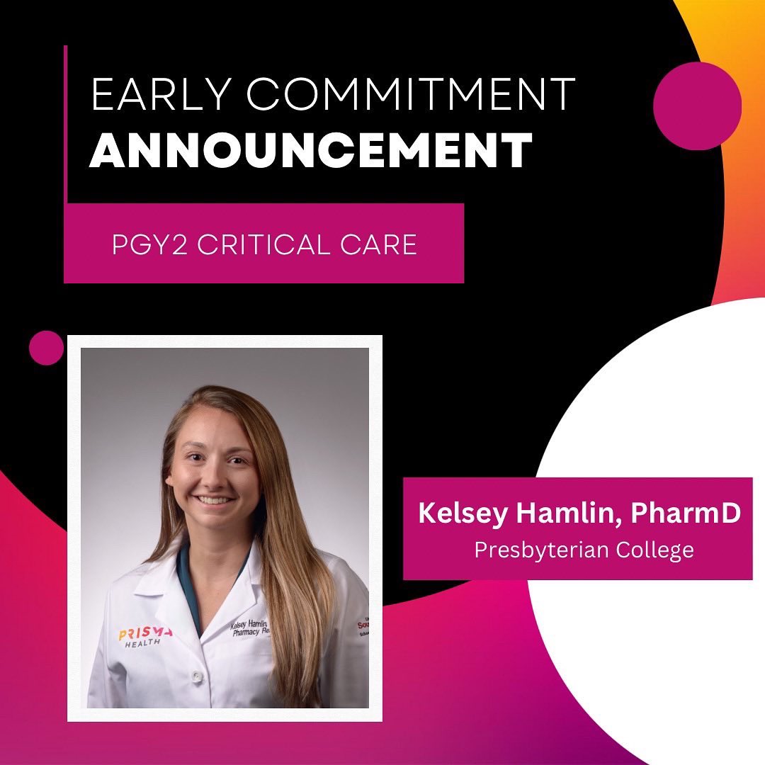 PHUofSCPharmRes's tweet photo. Congratulations to several of our PGY1 residents who early committed 🎉 We are SO excited they will be sticking around for another year ⭐️ https://t.co/nd9ar2i9HD