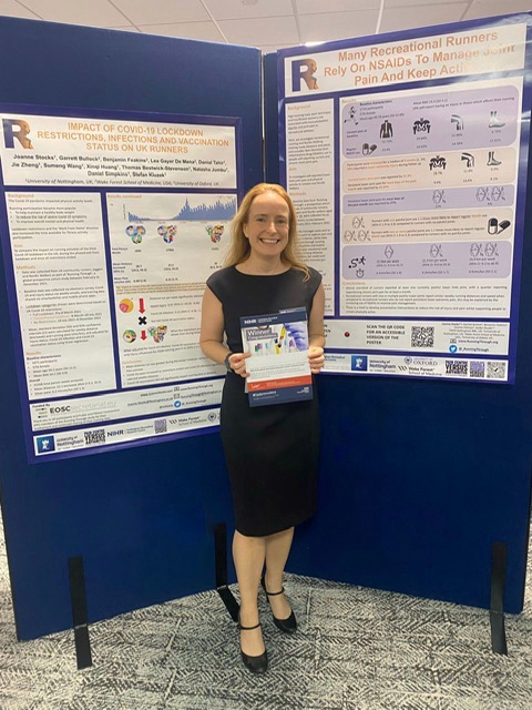 JoStocks's tweet image. Honoured to win a poster prize at yesterday's 
@NottmBRC conference for our @_Runningthrough
research on NSAIDs use by recreational runners to manage joint pain, and the impact of Covid-19 on runners. 

Thanks to all Running Through participants and research team members.