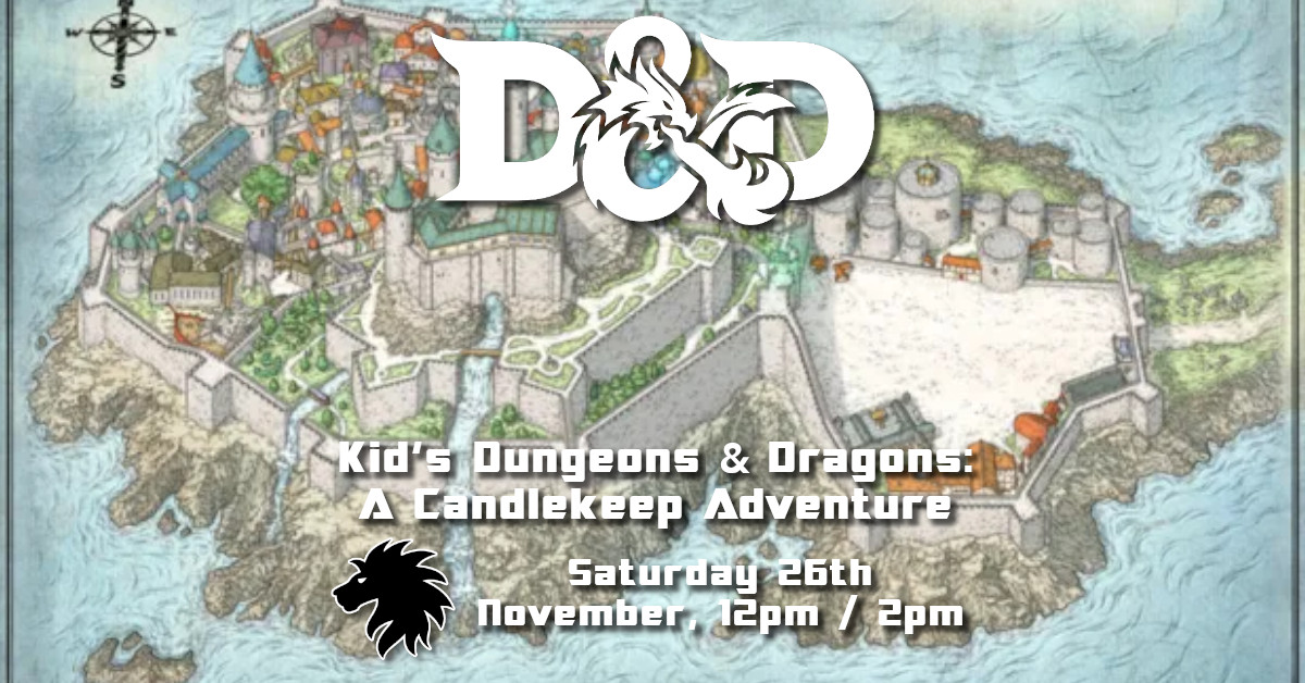 proudlioncomics's tweet photo. 🐉🎲 A CANDLEKEEP ADVENTURE - A D&amp;D adventure just for kids ages 11 to 15, on Saturday 26th November! 🐉🎲

Grab your child's space here: https://t.co/IjpUUIwm2H https://t.co/pntq9IIPvt