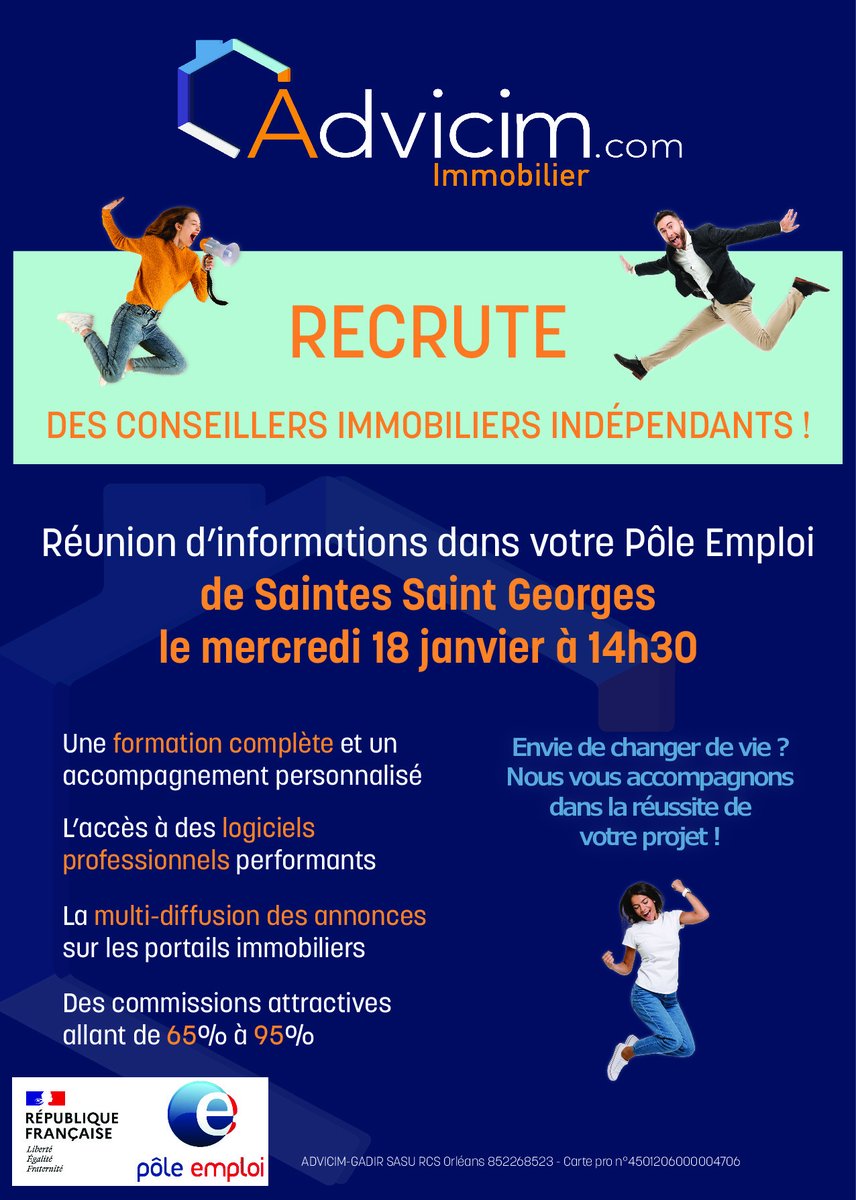 ALiliqueb's tweet photo. ⚠️📢⚠️Vous souhaitez devenir conseiller immobilier indépendant !!  inscrivez-vous à la réunion d'informations #advicim auprès de votre conseiller référent Pôle emploi ou par mail : Entreprise.pch0069@pole-emploi.net https://t.co/S79oXHsLZe