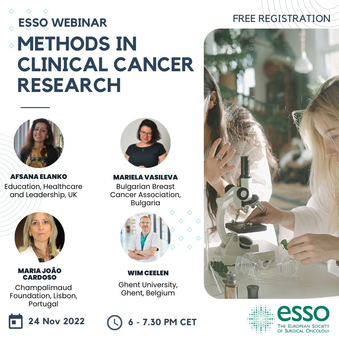 EYSAC1's tweet photo. 🩻🩺🧬Join our special webinar on Methods in Clinical Cancer Research in collaboration with MCCR alumni club (https://t.co/U1RCPTWQGu). @EORTC @ESSOnews
👉Save the date 24st of Nov. The webinar is free, but registration is needed🗒️
Follow the link: https://t.co/B3lsxe7Mcm https://t.co/etRPhMmAVP