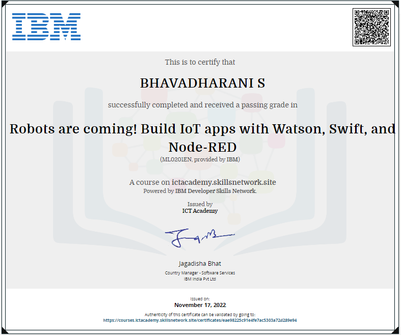 Bhavadh84866463's tweet photo. Greetings..!
Happy to share the successful completion of the IBM NALAIYA THIRAN #projectdevelopment phase.  Thanks to @IBM for this productive opportunity. 

Usecase - IoT Based Smart Crop Protection System for Agriculture 

#kiot #NaanMudhalvan #Ibm #nalaiyathiran #smartinternz https://t.co/wagHxkxyFe