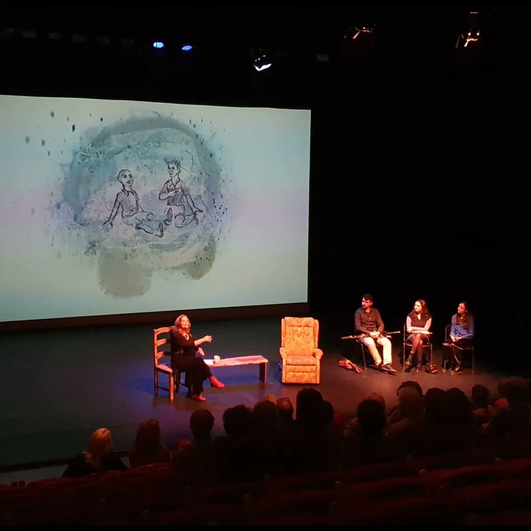 Thanks to Nuala Hayes, <a href="/ritaduffyart/">ritaduffyart</a> and Éilis Ní Dhuibhne for bringing us Peig Sayers - The Queen of Irish Storytellers last night at <a href="/mermaidarts/">Mermaid Arts Centre</a>. What a magical evening beautiful animations by Rita Duffy and music by Tim Doyle, Elena &amp; Éabha Ó Céidigh Hayes.