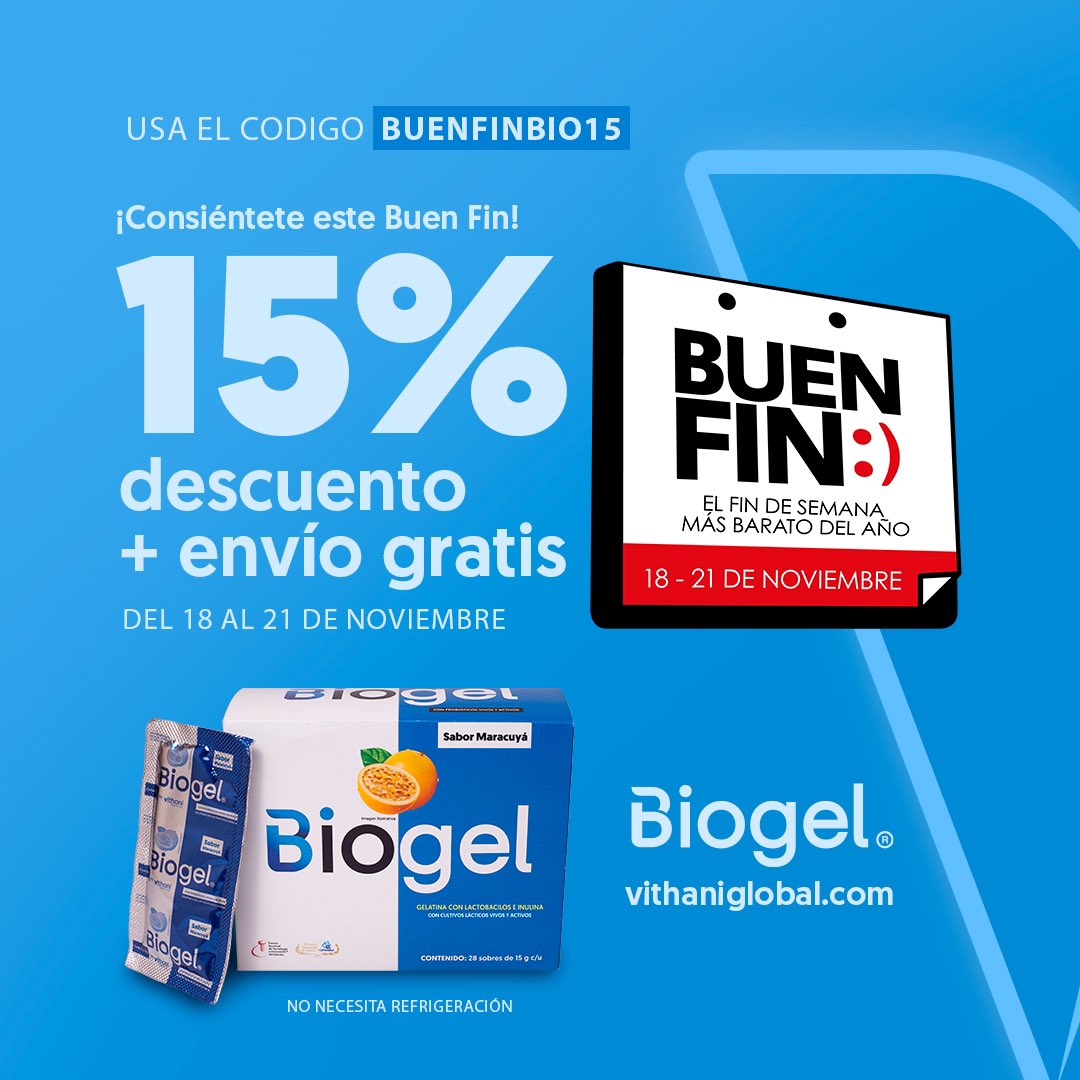 Hoy es tu día! Pide Biogel con 15% de descuento y envío gratis