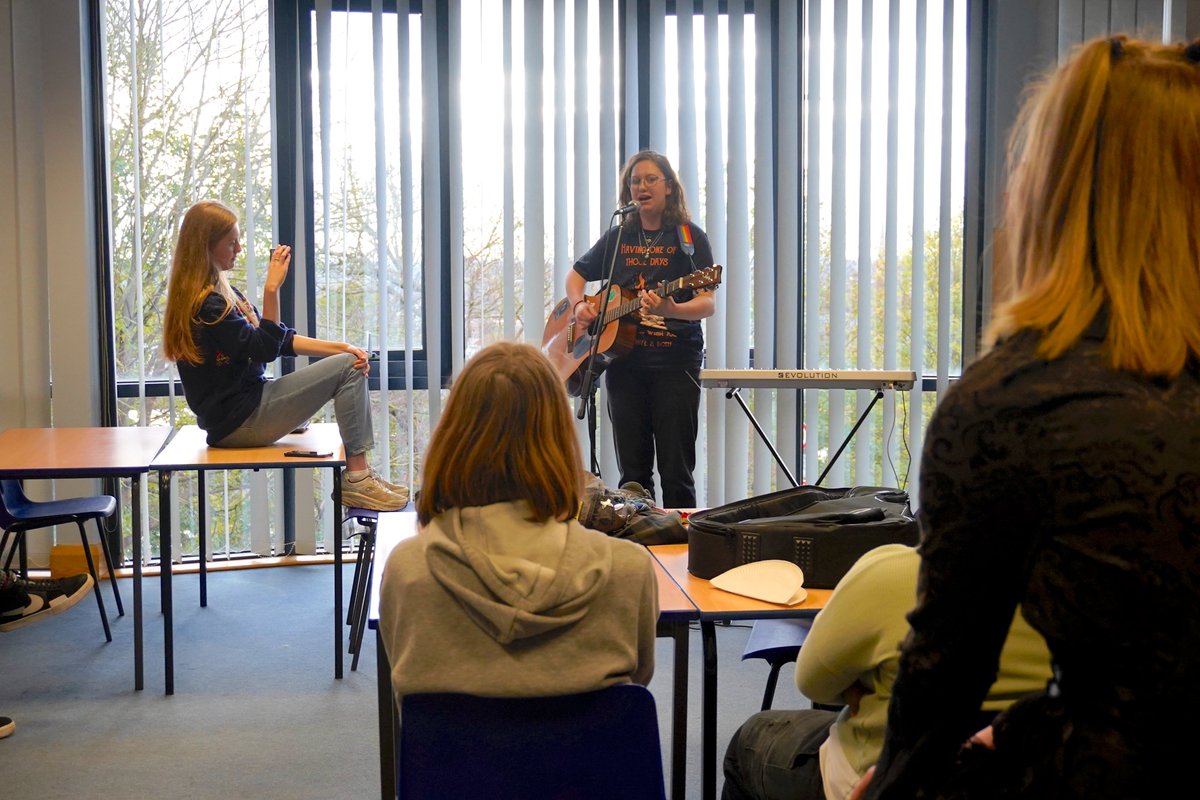 MinsterSchool's tweet photo. In aid of Children in Need today our Senior pupils delivered a brilliant open mic session over lunch as well as a stall selling sweet treats. Well done all! https://t.co/y9kubdB4rB