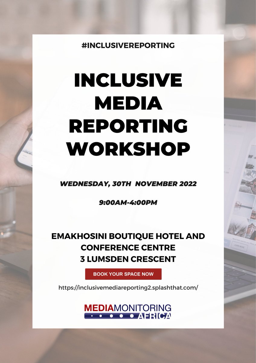 moxiiafrica's tweet photo. FREE Inclusive Media Reporting Workshop in Durban, Emakhosini Boutique Hotel and Conference Centre

Date:    30th November 2022
Time:   09:00 to 16:00 

Rsvp link: https://t.co/NfPH1Zcx5r https://t.co/kNQ4Nduy87