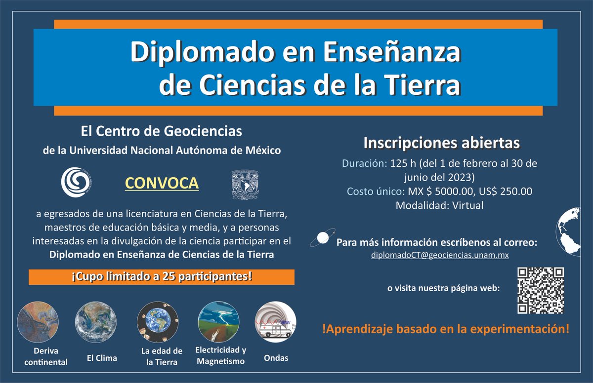 LAIGEO1's tweet photo. UNAM #México abre la convocatoria para el Diplomado en Enseñanza de las Cs de la Tierra donde se abordan muchos de los conceptos que se enseñan en las asignaturas de Cs Naturales, Geografía y Física en Primaria, Secundaria y Bachillerato. https://t.co/TMd15PJ2t0