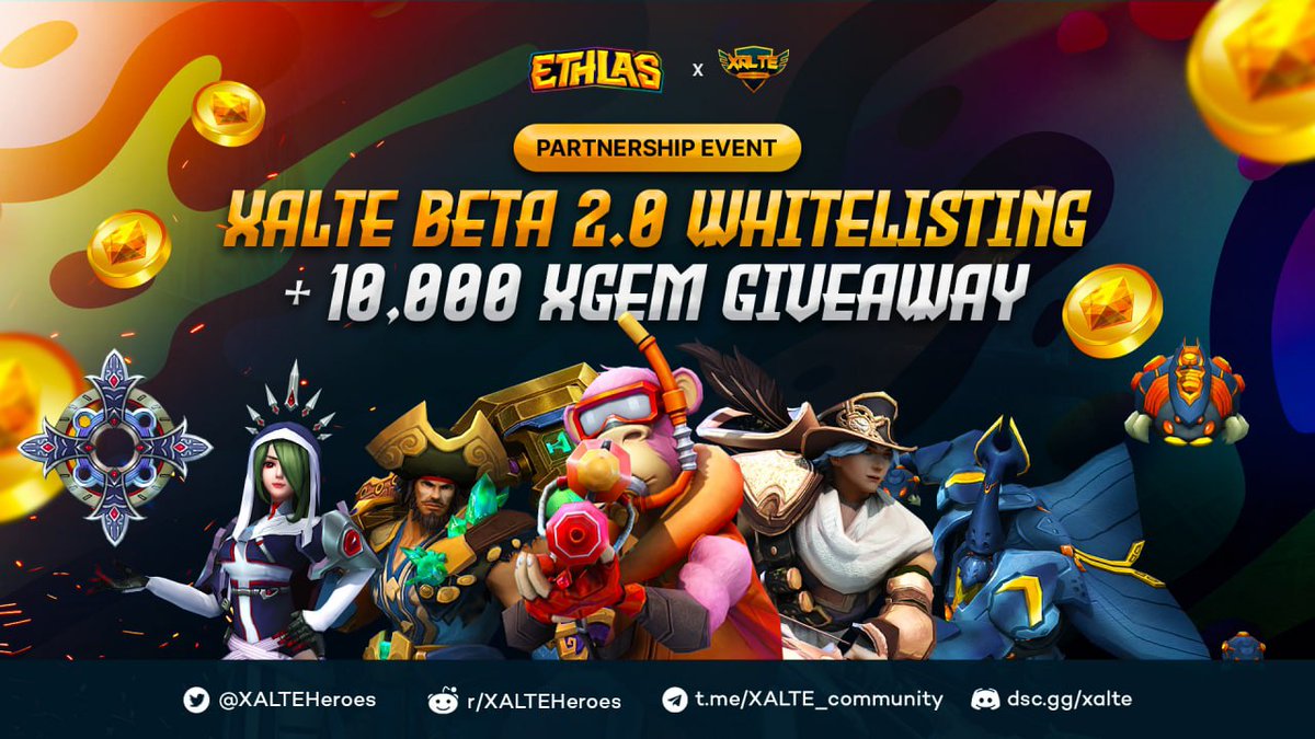 GM🌞

To celebrate our partnership with @XALTEHeroes, we are launching a joint campaign to give whitelisting spots for the upcoming XALTE BETA 2.0 and 10,000 XGEM tokens! 🚀

Claim yours now at: gleam.io/8IROL/xalte-x-…

#Web3 #GameFi #NFTCommunity #LFG