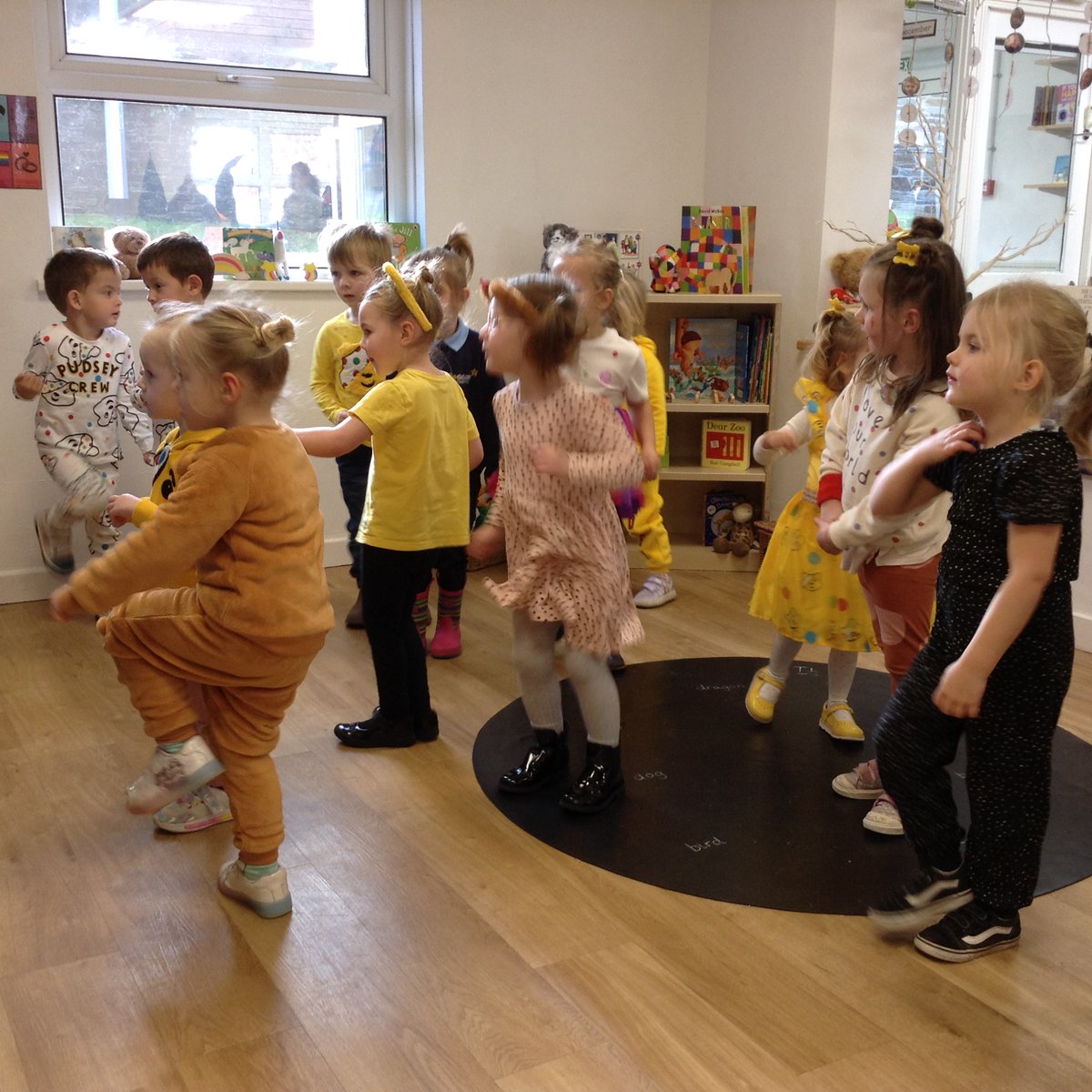 BeaconAceAcad's tweet photo. ⭐Nursery⭐started Children in Need day with a special Pudsey wake and shake, then had fun making Pudsey biscuits. In our creative area we have been making Pudsey pictures adding spots to his bandana and counting and made great playdough Pudseys #ChildrenInNeed @KLacademytrust https://t.co/ZvFcx1un54