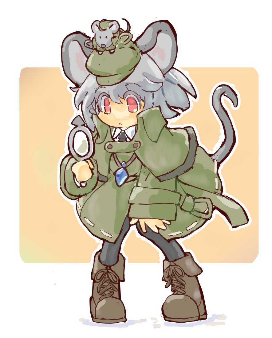 nazrin 1girl mouse ears animal ears tail magnifying glass mouse tail mouse  illustration images