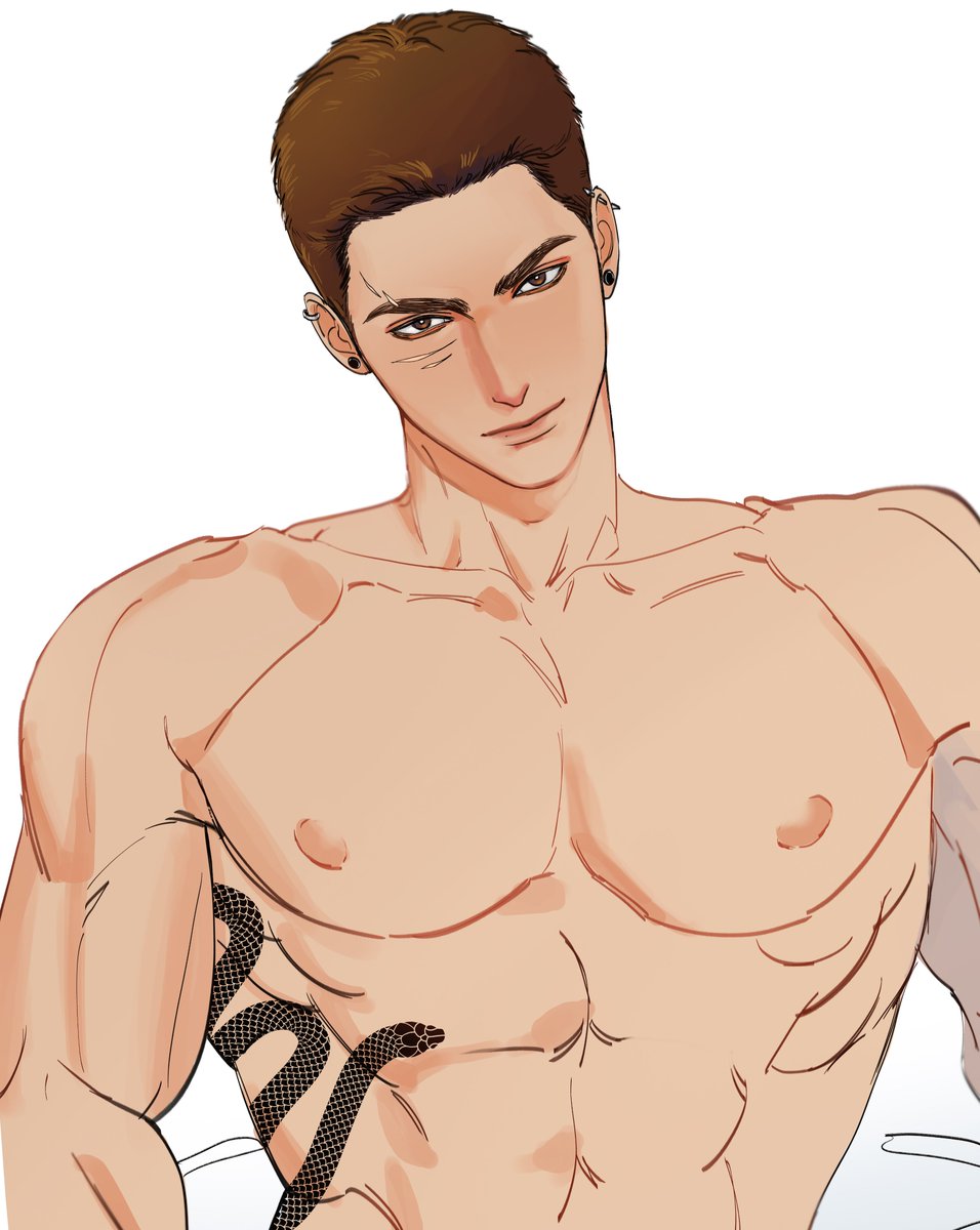 SKlao9_VKW's tweet photo. (อันนี้เป็นเบ้าปัจจุบัน + ลายสักของสก. นะฮะ ตอนนี้เขาไปกร้อนผมมา กลายเป็นวัยรุ่นหัวสนามท่านหนึ่ง 

ปล จริงๆ ไม่ได้ตัวใหญ่ขนาดนี้ แต่วาดไม่ได้ 55555555555 🥲) https://t.co/dGB3bbPe2o