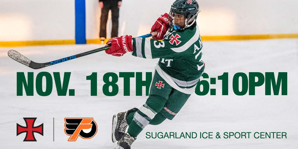 hockey_sj's tweet image. @hockey_sj  takes on the Pearland / Friendswood Flyers Friday night in an @ISHLHouston  South division match up. Jesuit enters the game 8-2-0, leading the South. Puck drops at 6:10 pm at @SugarLandIce. Come cheer on the Crusaders. #amdg #WeAreSJ