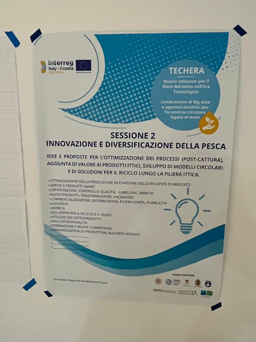 TecheraProject's tweet photo. 📌 ▶️ Techera Project working group 🛗

✳️2️⃣✳️ 
👉Session 2 - Innovation and diversification of fisheries 🐙🐟🐠🦐

AIE
Alma Mater Studiorum - Università di Bologna
Comune di Ravenna
AMAP Marche
Veneto Agricoltura
OGS -
Zadar
Sealogy
Ferrara Expo
Interreg Italy-Croatia Programme https://t.co/1BWoT65uQ5
