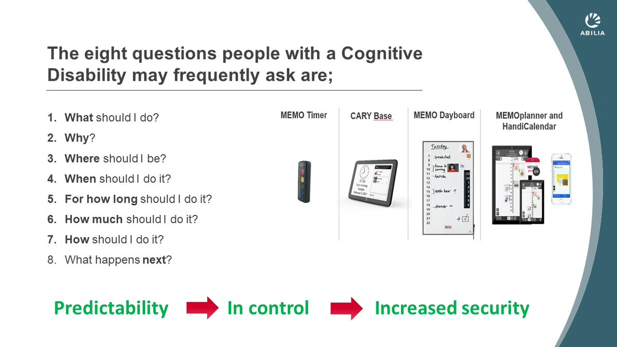 abilia_uk's tweet photo. Mixing #assistivetechnology with 'human support' gives a balance to busy schedules but still provides GREAT care. Our #cognition aids offers the 'Gift Of Time'; allowing carers to focus on delivering care. We're at #thotshow next week; Stand G21 #Autism #dementia #socialcare https://t.co/0cz6IvpMNM
