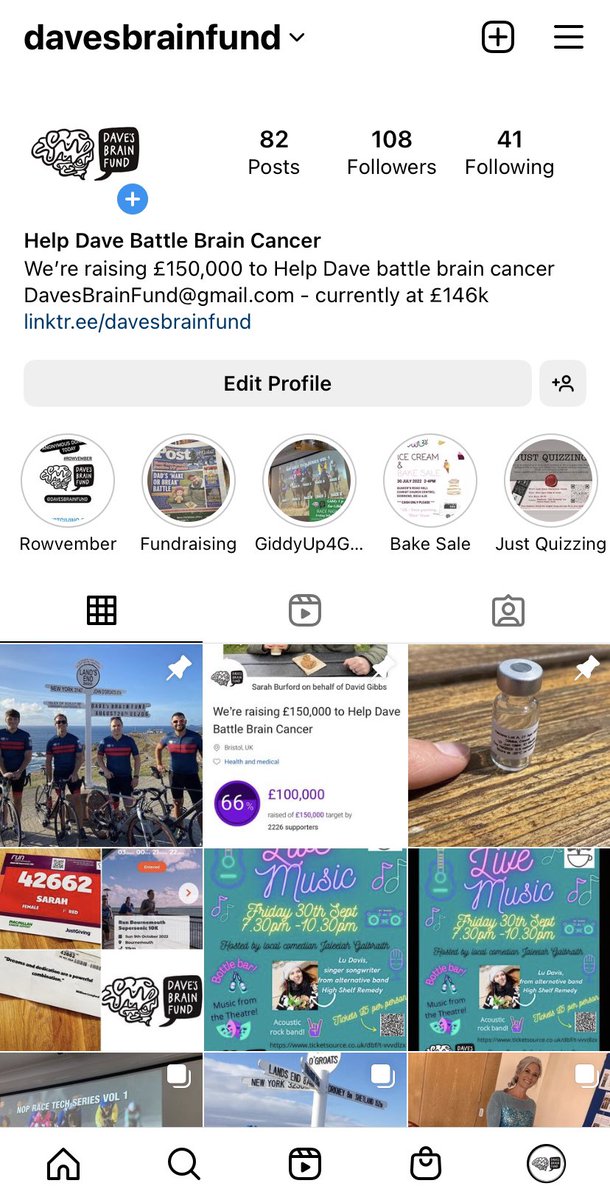 Come and join us on Instagram - handle is:
Davesbrainfund 
#davesbrainfund #donate4dave