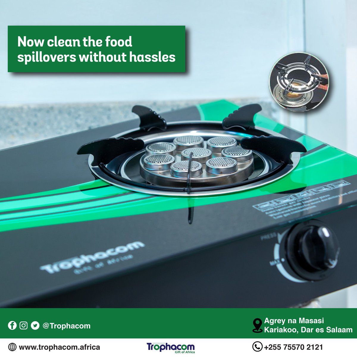 Jiko la Trophacom linakupa urahisi wa kusafisha 

Bei 98,000 na unaletewa popote ulipo

Mawasiliano yetu ni....
Website: trophacom.africa
WhatsApp/Call: +255755702121
Email: sales@trophacom.africa

#trophacomStore #majikoyagesi
