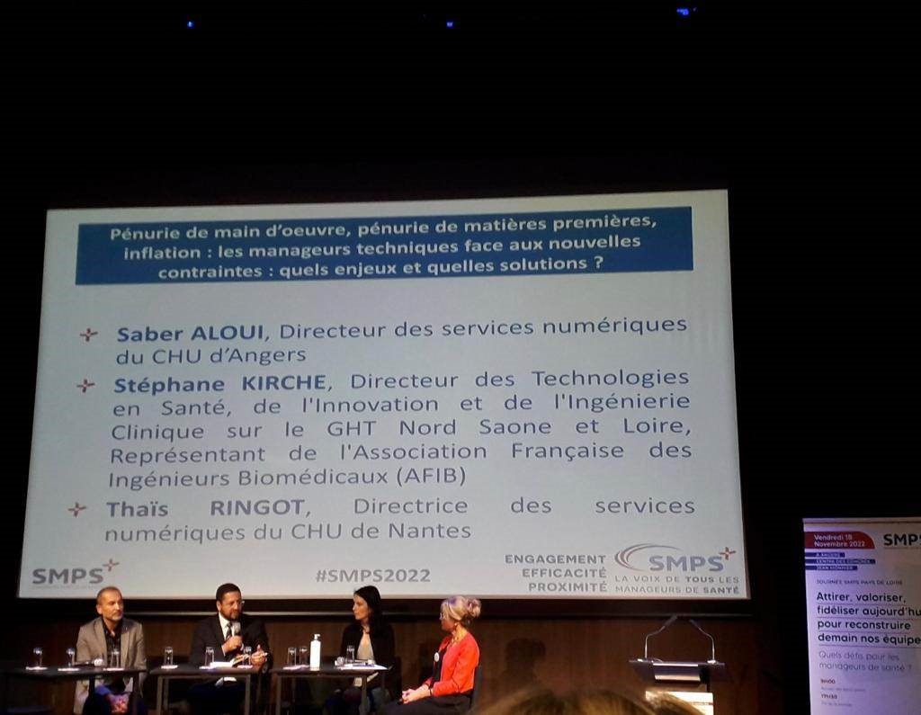 AssoAFIB's tweet photo. L'AFIB (Stephane KIRCHE) participait à la table ronde SMPS "Pénurie de main d’œuvre, pénurie de matières premières, inflation : les manageurs techniques face aux nouvelles contraintes : quels enjeux, quelles solutions ?". 
#sante #hopital #penurie #inflation #manageur #enjeux https://t.co/xoDdQg4eYy