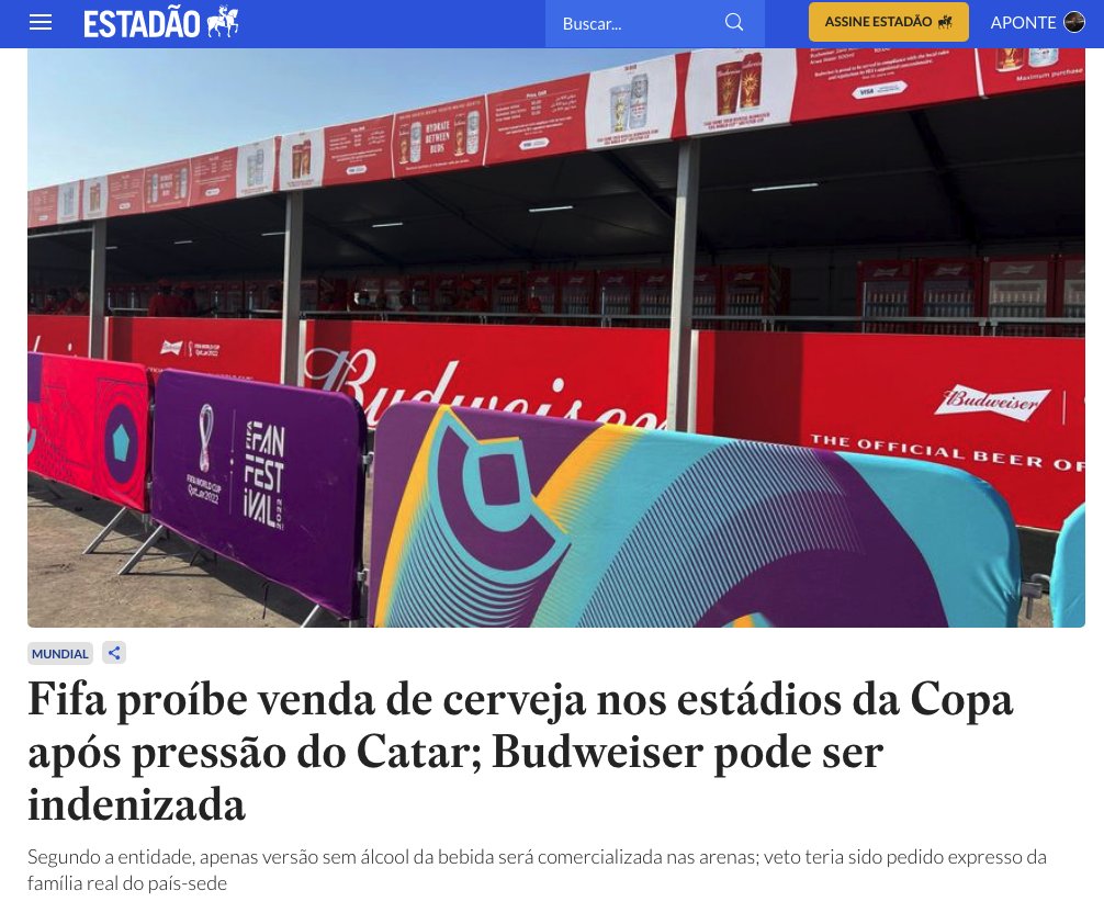 michiles's tweet photo. Quando a teocracia esbarra no capitalismo selvagem; ou seria ao contrário? Agora, @fifa, aquela questãozinha básica dos direitos humanos, a galera também vai ser indenizada? @fifaworldcup #copa #copadomundo #vaitecatar #futebol #soccer #beer #cerveja #breja @estadao https://t.co/0VmRQEuHu9