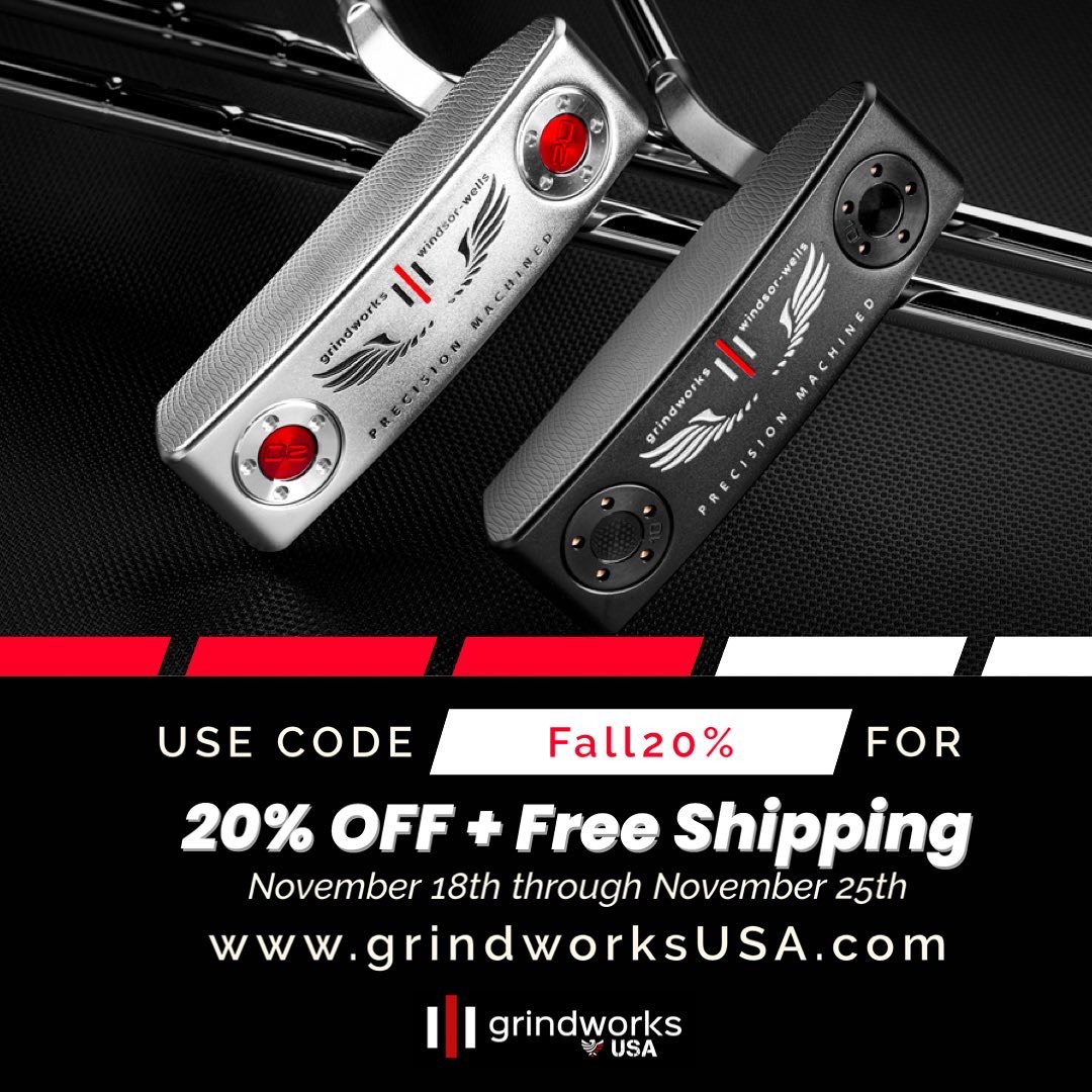 Starting now through 11/25, use the PROMO Code: Fall20% and receive 20% off of our, “Windsor-Wells” Putter. Your purchase also includes free shipping. ✅ Code: Fall20% ✅ Free Shipping #windsorwells #grindworksgolfusa #Golf