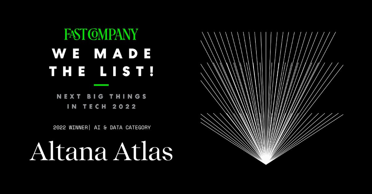 The Altana Atlas has been named one of the 9 next big things in AI and data by Fast Company. Learn more about how trusted networks will shape the future of globalization here bit.ly/3VpYKqf

#FCTechAawards