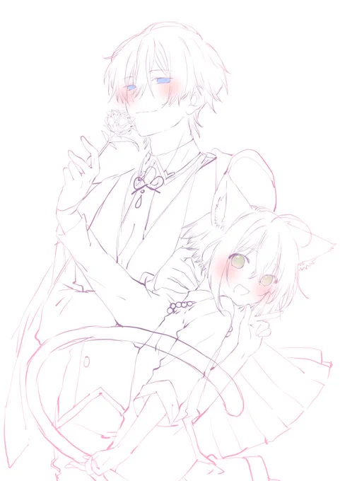 レン様とベル君構図ラフ(*˘︶˘*).。.:* 