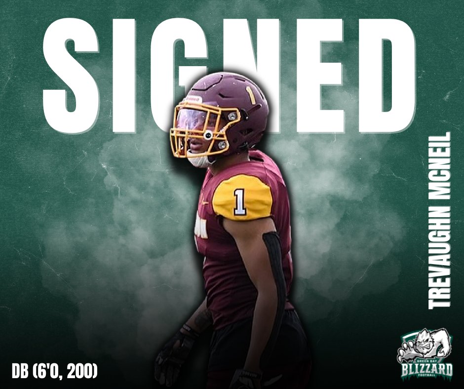 Green Bay has signed DB Trevaughn McNeil! A Philadelphia native, he played collegiate football at <a href="/FootballGannon/">Gannon Football</a> and notched 204 tackles, 7.5 TFLs, 0.5 sacks, 1 INT, 5 pass deflections, and 5 fumble recoveries. Welcome to the Blizz, <a href="/trevaughn333/">mister™️</a>! #GoBlizz #GetBlizzy ❄️🏈