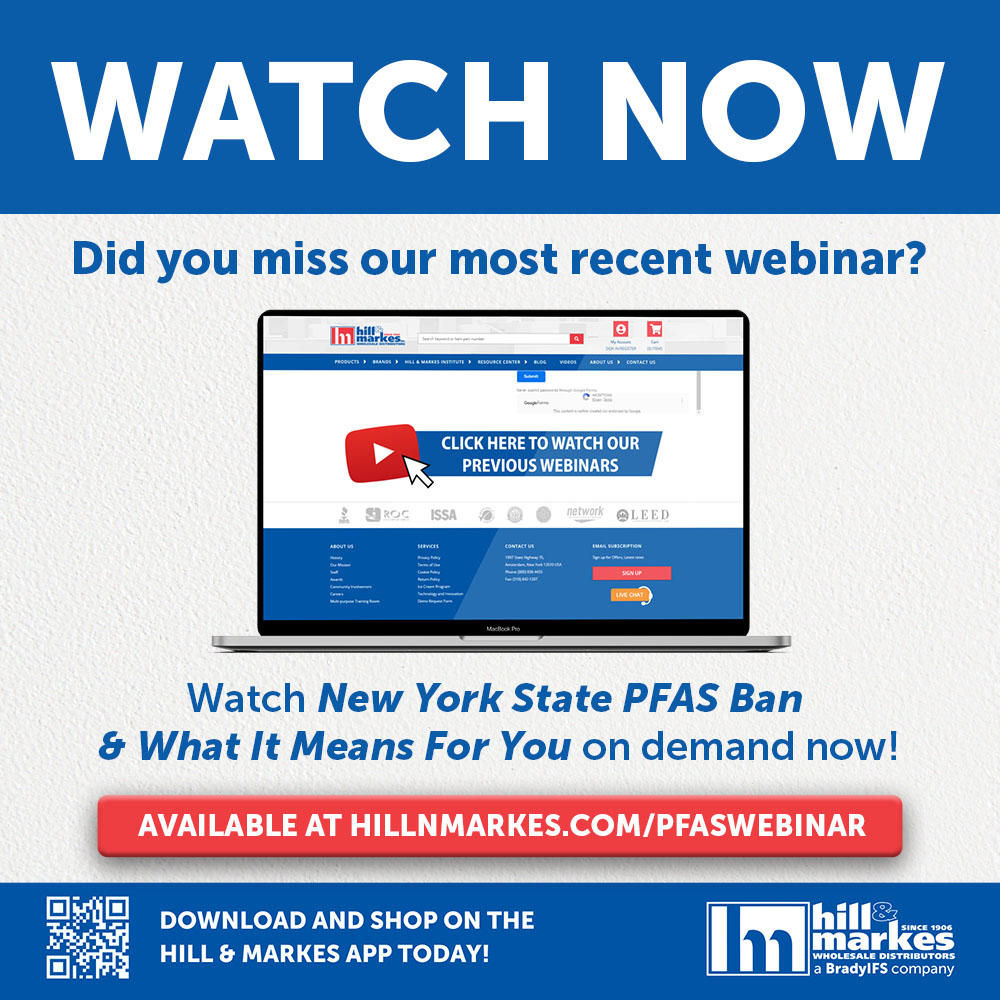 Did you miss our webinar on the New York State PFAS Ban and what it means for you? No need for FOMO, we have this discussion (and all of our other webinars!) available on-demand for you to view at your convenience. 

Head over to hillnmarkes.com/pfaswebinar to watch and learn!