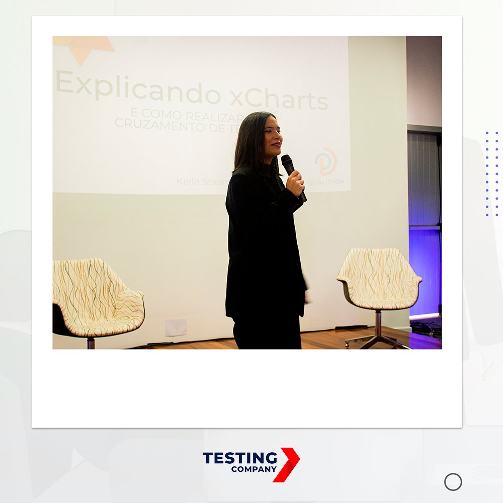 testingcompany's tweet image. Nosso #QualityON de hoje vai para a palestra da @k_soeiro , falando sobre xCharts (Testes Cruzados).

Pra cima TC 🚀

#DEV #qualidadedesoftware #testemanual #testeexploratorio #xcharts #testescruzados