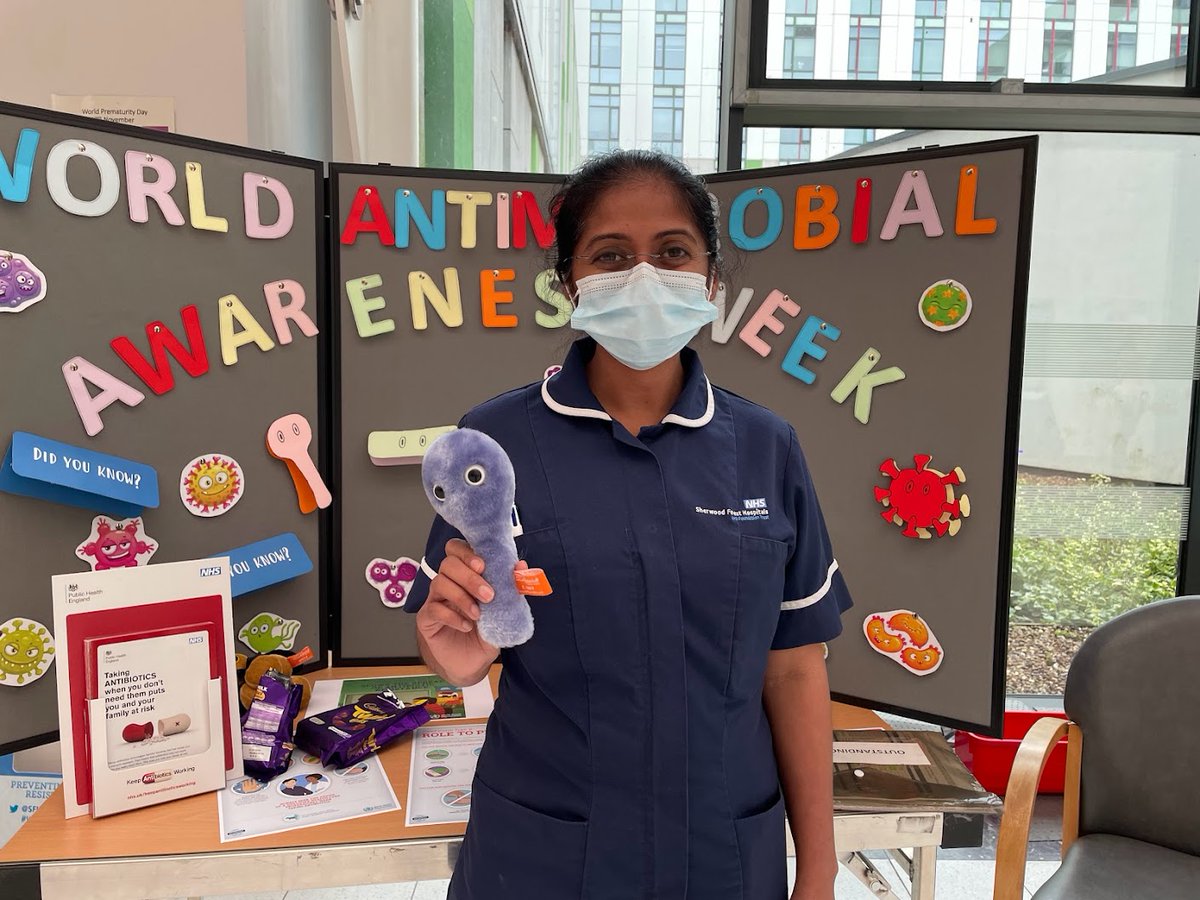 Nurse clinical fellow Rachel came to our stall today to talk with us about the importance of antimicrobial stewardship in preventing C. diff infections. Our cuddly C. diff microbe just had to get involved in the photo too!
#WAAW2022 #preventingAMRtogether #HandlewithCare
