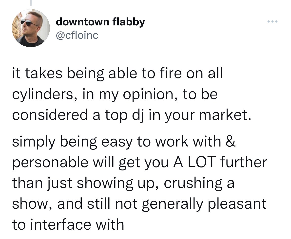djalexnepa's tweet photo. Hey #DJ friends, @djcflo @cfloinc just gave about $10,000 worth of FREE common sense advice on what it takes to be a success in this little world of ours. Download these screen caps, give them their own folder and revisit on the regular. https://t.co/vWxEALQPM2