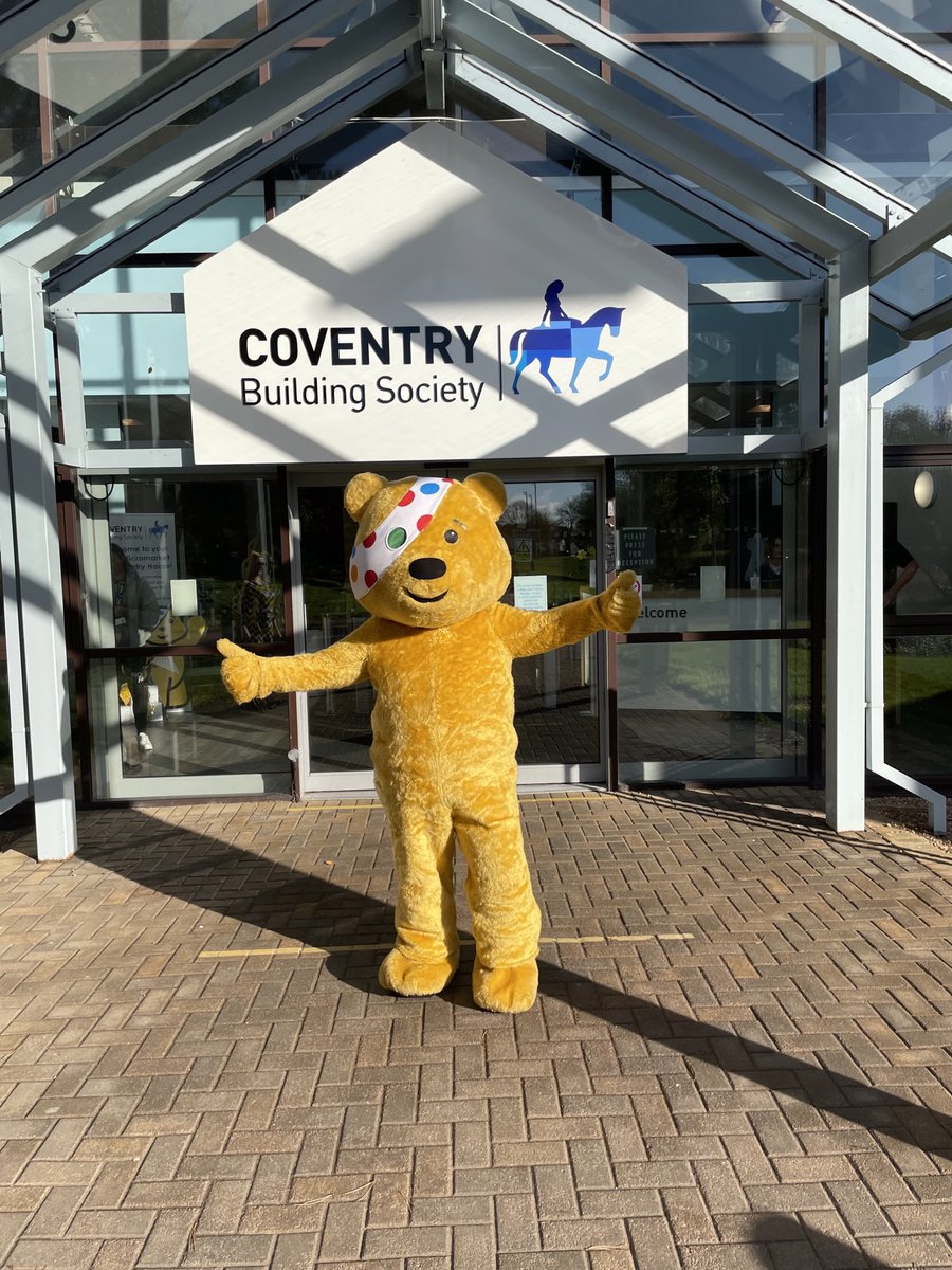 CoventryBS's tweet photo. We had a guest drop by this morning. Does anyone recognise him? 👀 
Our friend Pudsey visited to cheer us on with our efforts to raise money for #ChildrenInNeed. Our colleagues have been getting ✨SPOTacular✨ this week with our fundraising with @BBCCiN. https://t.co/Om6Oqx31TN