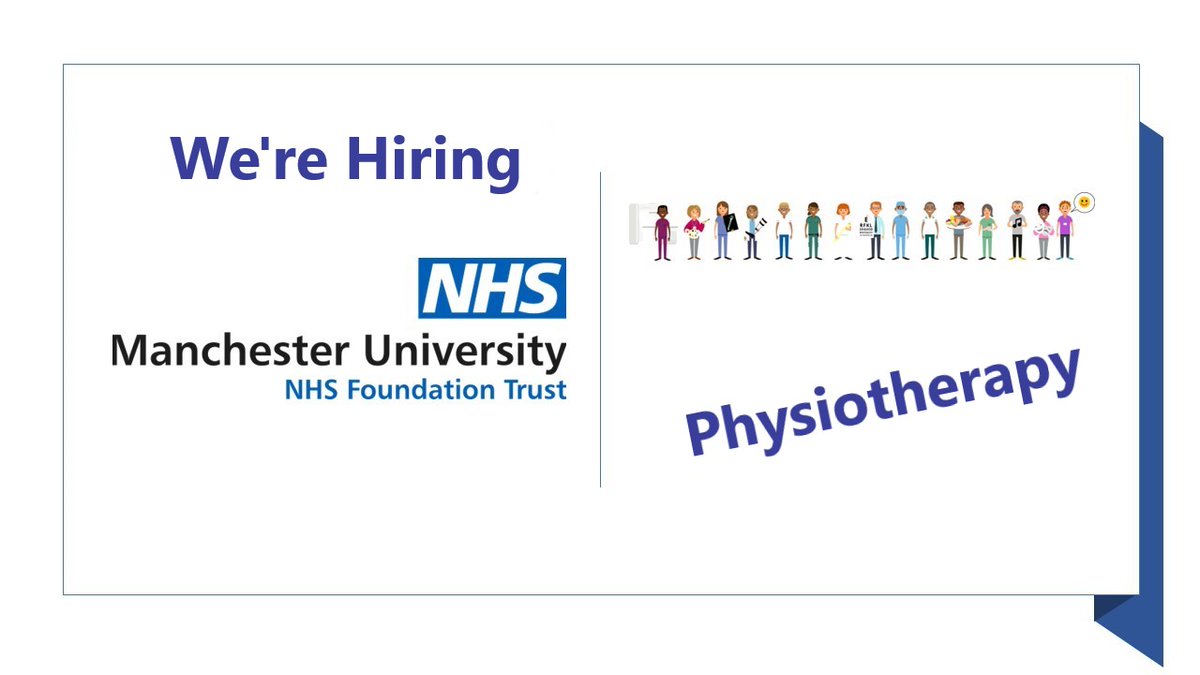 AHP's at MFT (@mft_cssahps) on Twitter photo VACANCY
An exciting opportunity has arisen for a Band 7 Physiotherapist Paediatrics at Wythenshawe Hospital.. 
Closing date 5th December 2022.
jobs.mft.nhs.uk/job/v4770762
💙🏥#AHPJobs VACANCY
An exciting opportunity has arisen for a Band 7 Physiotherapist Paediatrics at Wythenshawe Hospital.. 
Closing date 5th December 2022.
jobs.mft.nhs.uk/job/v4770762
💙🏥#AHPJobs