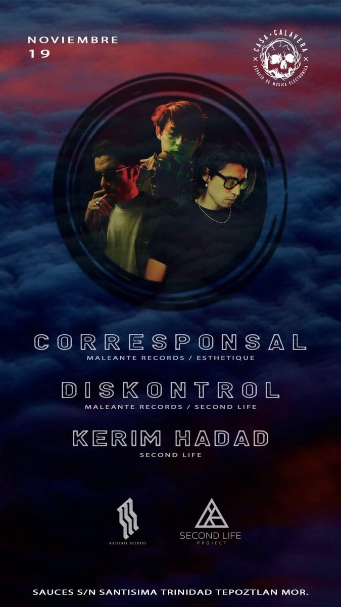 Diskontrolmusic's tweet photo. Nos vemos este viernes en HOOKAH cdmx y el sábado en Casa Calavera Tepoztlan🔥🔥

Maleante Records  // Second Life Project https://t.co/W88vJZDtDO